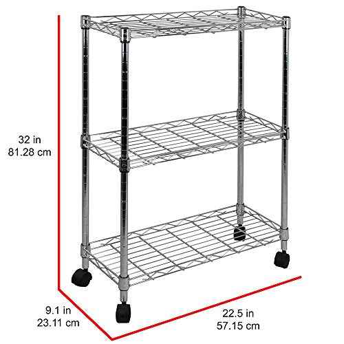 Oceanstar 3-Tier Shelving All-Purpose Utility Cart, Chrome