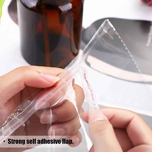 Hotop 100 Pcs 9 x 13 Inch Clear Poly Bags Resealable Tshirt Bags Cellophane Pouches Adhesive Mail Pouches for Packaging Clothing Shipping Small Business