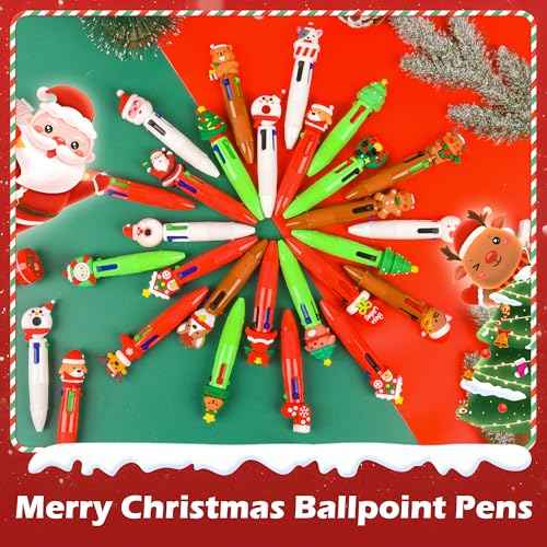 LiYiQ 100 PCS Christmas 4-in-1 Multicolor Pens Bulk for Kids Christmas Stocking Stuffers Christmas Classroom Gifts for Students