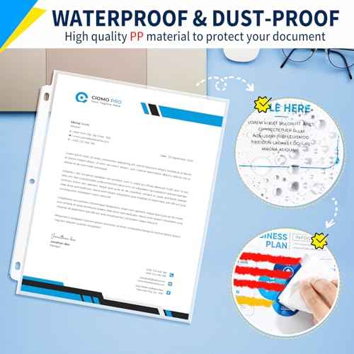 SUNEE Sheet Protectors 50 Packs for 3 Ring Binder, 8.5x11 Clear Plastic Page Sleeves for Paper, Documents, Certificate, Sheet Music, Recipe, File