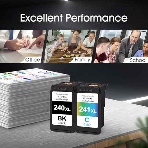 240XL 241XL Combo Pack Replacement for CanonPG-240XL CL-241XL Ink Cartridges for Canon PIXMA MG3620 MG3600 TS5120 MX472 Printer (1 Black,1 Color)
