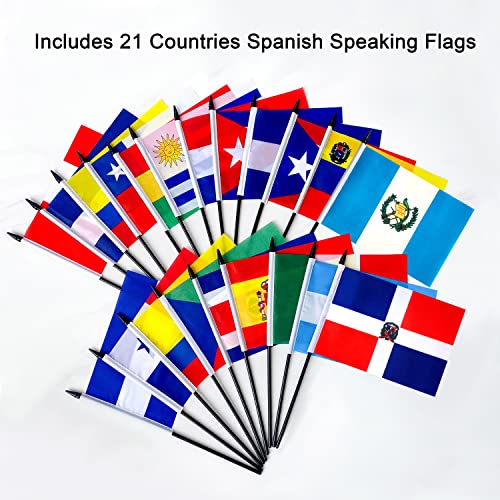 Latin America 38 Country Mini Stick Flags for Decorations, 5x8 Inches, Pack of 38