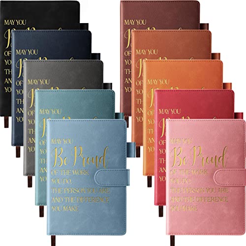 Fuutreo 10 Employee Appreciation Gifts Inspirational Leather Notebook Bulk Christmas Thank You Gifts May You Proud of The Work Notebook for Coworkers Team Teacher Students(Multicolor,Novelty)