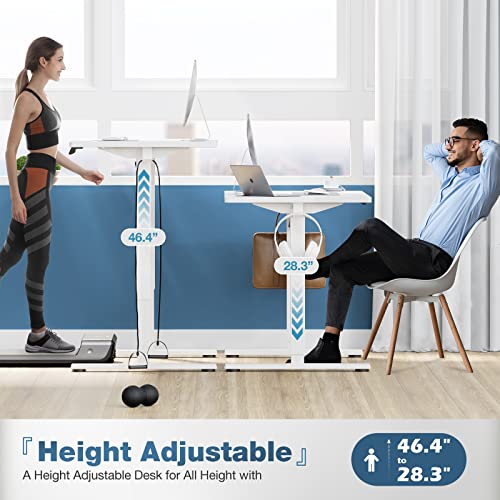 Sweetcrispy Electric Standing Desk Adjustable Height, 48x24 Inch Sit Stand Up Home Office Desks Computer Workstation PC Work Table with 3 Memory Preset Splice Wood Board Metal Frame, White
