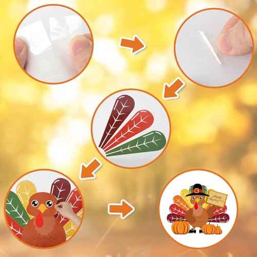 Turkey Bulletin Board Decoration Set Thanksgiving Turkey Crafts Kits DIY Printed Paper Turkey Cutouts Thanksgiving Decor for Home Party Decoration School Activities 30 Inch Tall - 34Pieces