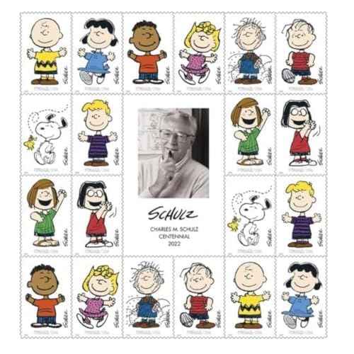 Cartoonist Charles M. Schulz Sparky (1922-2000) (Sheet of 20) Christmas Forever Postage Stamps Peanuts (Charlie Brown, Snoopy, and The Rest of The Crew) 2022 Scott #5726-5735