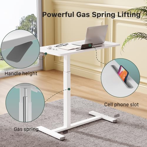 Gibbon Mounts 32-Inch White Mobile Standing Desk with Height Adjustment and Casters