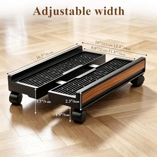 DoonTyxiad Adjustable PC Tower Cart with Wheels - Mobile Desktop Stand for Desktop Towers