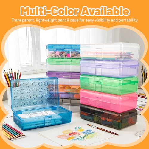 Blue Plastic Clear Hard Polka Dot Pencil Box Case - Cute Stationery Organizer