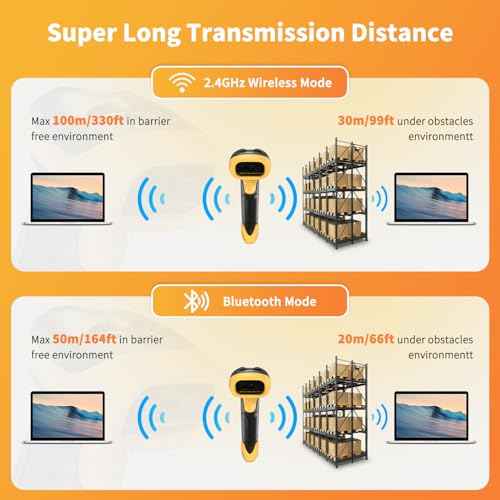 NetumScan Bluetooth Bar Code Scanner, 3 in 1 Automatic Wireless 1D Barcode Scanner Handheld USB CCD Barcode Reader for Store, Warehouse POS, Computer, Tablet, iPhone, iPad, Android