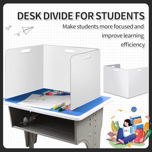 30 Pcs Desk Dividers for Students Plastic Durable and Waterproof Privacy Folders Shields Test Dividers(30pcs White)