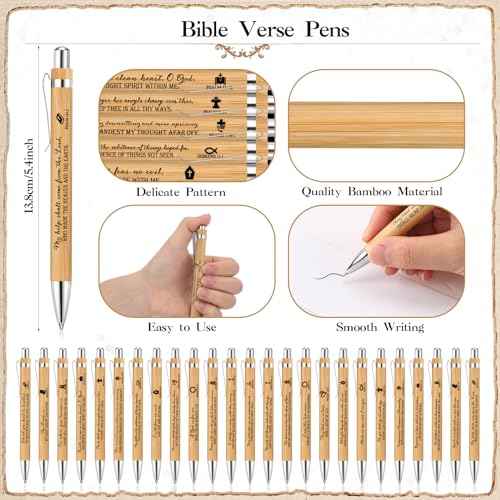 200 Sets Clergy Appreciation Day Gift Christian Religious Bookmarks Bible Verse Bamboo Pens 2'' x 6'' Emergency Numbers Scripture Bookmarks Bulk Religious Feast of The Assumption Favors