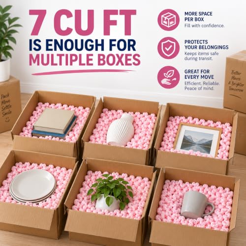 Bubblefast! Brand 7 cu ft (45 gallons) Pink Anti Static Packing