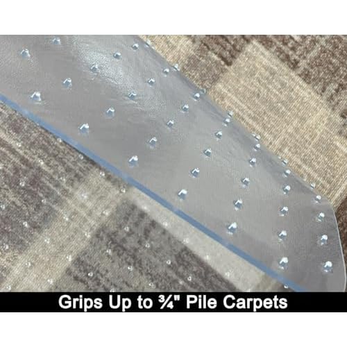 Heavy-Duty Office Chair Mat for Carpet, 46"x60" with Lip, Clear Carpet Floor Protector for Low to Medium Pile Carpets, Smooth-Glide Desk Mat