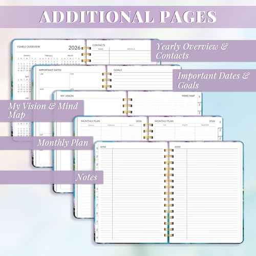 2026 Planner, A5 Weekly and Monthly Planners with Tabs, Spiral Bound Daily Calendar 2026 Planner, Agenda Organizers from Jan. to Dec., Hardcover Habit Tracker Journal 6.18" x 8.5"(Cyan Marble)