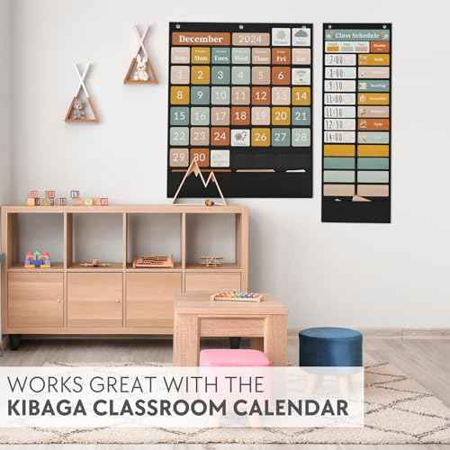 The Ultimate Pocket Chart for Classroom - Beautiful Daily Schedule Calendar with Designed Cards Encourages Visual Learning for Kids - Fun Boho Routine Calendar Chart Fits Nicely with Any School Decor
