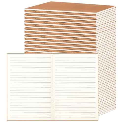 60 Pack A5 Ruled Lined Kraft Notebooks Bulk, Journaling Notebooks, A5 Lined College Ruled Notebook, 8.3x5.5 Inches 60 Pages Travel Journal Notebooks Set for Work, School, Student, Kids, Writing
