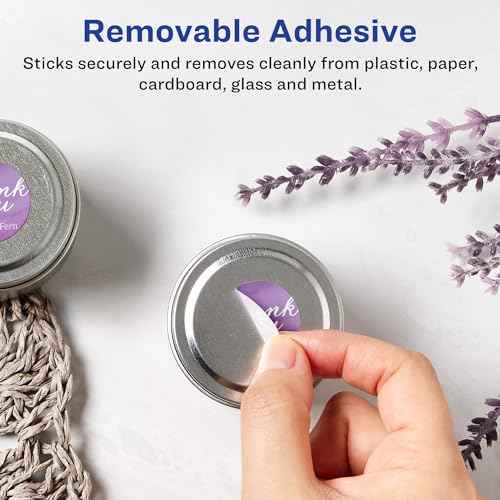 Avery Matte White Removable Round Labels, Sure Feed Technology, Print-to-The-Edge, 1" Diameter, 2,400 Removable Labels, Laser/Inkjet Printable