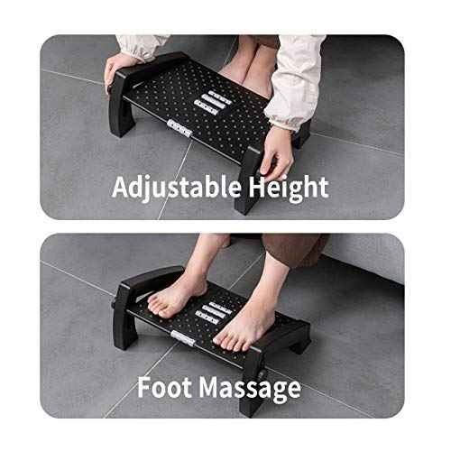 MyPlace Adjustable Height Foot Rest Under Desk at Work - 6 Height Sturdy Office Footrest - Added Heated Foot Mat - Non Slip Bottom - Straighten Back & Hip & Leg and Improve Posture¡¦