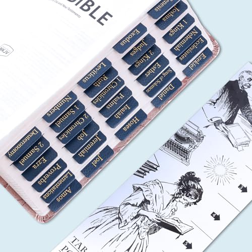 XKDOUS Leather Bible Tabs, Blue Bible Tabs for Men Women, Gold Bible Book Tabs, 66 Bible Tabs for Old and New Testament, Additional 9 Tabs (Navy Blue)