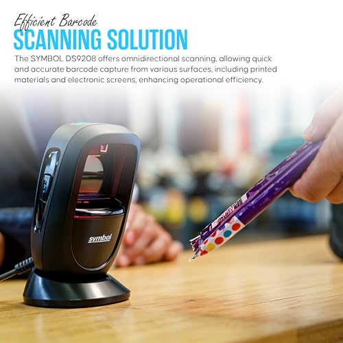 Zebra DS9208 1D/2D Hands-Free Barcode Scanner with USB Cable - Retail & POS