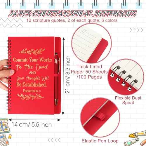 48 Pcs Operation Christmas Box Gifts, Christian Church Gift Set for Sunday School, Bible Verse A5 Spiral Notebook and Ballpoint Pen with Stylus Tip for Teacher and Student, Classroom Reward