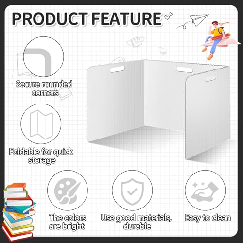 30 Pcs Desk Dividers for Students 14 ¡¿ 17.5 ¡¿ 14 Inch Plastic Durable and Waterproof Privacy Folders Shields Test Dividers with Classroom Privacy Boards for School Study Teacher Supplies (White)