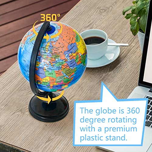 6'' Kids Educational World Globe with Stand, Rotating Map for Classroom & Decor