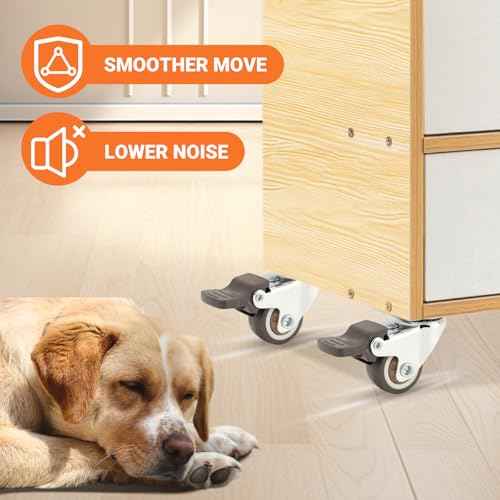 Nefish 1 Inch Small Casters Set of 12, Low Profile Soft Rubber Casters Wheels for Furniture, 360 Degree Swivel Plate Castors, Flexibly Light Duty Castor Wheels for Cabinet, Boxes, Trash, DIY