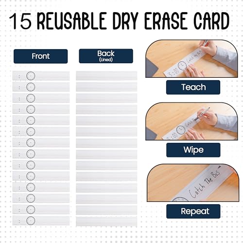 Essex Wares 13 Pocket Daily Schedule Pocket Chart for Classroom Black