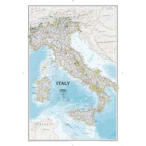National Geographic: Italy Classic Wall Map - 23.25 x 34.25 inches - Art Quality Print