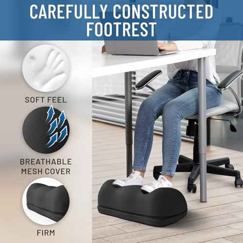 Everlasting Comfort Adjustable Cloud Foot Rest for Under Desk at Work with Pressure Point Nodes - Comfortable Memory Foam Office Foot Stool & Under Desk Pillow for Gaming & Home Accessories