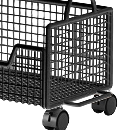 Milageto Black Rolling Book Cart with Wheels – 16.54 x 9.45 x 10.24 in Multifunction Mobile Storage