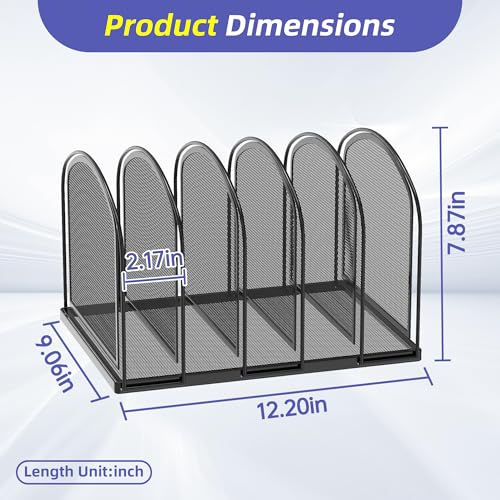SUPEASY File Organizer for Desk, 5-Section Mesh Desk Organizer, Vertical File Holder Desktop Organizer File Sorter, File Folder Holder for Office Supplies, Black