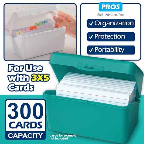 Olivo Index Card Holder Box 3x5 Flash Note Card Holder Storage File Box Organizer Case for 3"x5" Cards, 4 Colors Pack
