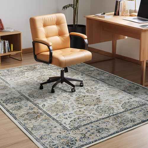 Office Chair Mat for Hardwood Floor,Computer Chair Mat Office Rugs for Rolling Chairs,Under Desk Rug for Floor Protector,Anti Slip Machine Washable Area Rug Brown 48"x60"
