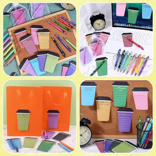 108 Pcs Coffee Cup Notepad Inspirational Sticky Notes with Pen Funny Motivational Sticky Appreciation Sticky Note CNA Week Thank You Graduation Gifts for Teacher Coworker Staff Office School