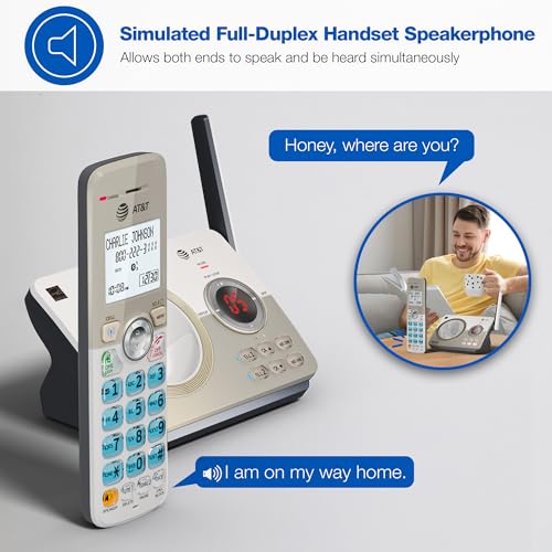 AT&T DECT 6.0 Cordless Phone with 4 Handsets, Call Blocker, Bluetooth & Answering Machine - White