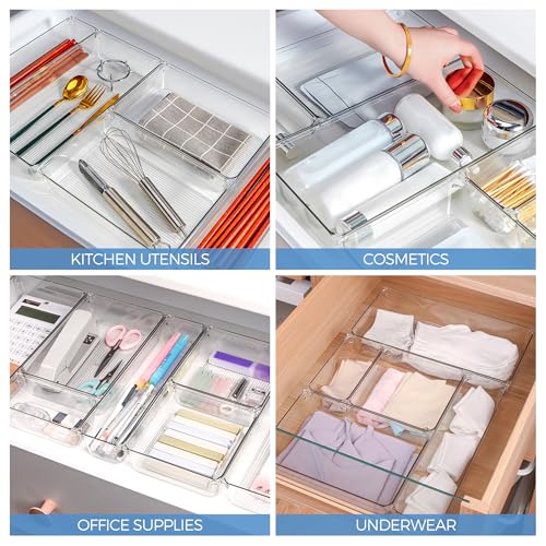 Ravinte 6 Pack Drawer Organizer, 6" x 9" Plastic Storage Bins