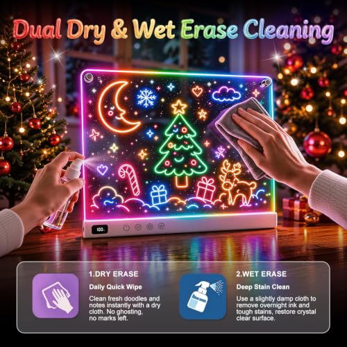 Signsxcel 17'' Rechargeable LED Drawing Board - White, Kids Art Gift