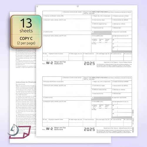 NextDayLabels - W2 Forms for 2025, 4 Part Tax Forms, Laser Ink/Jet Forms for QuickBooks and Accounting Software (Set of 25 with Self Seal Envelopes)