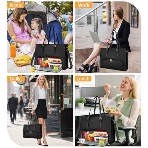 KKXIU Lunch Tote Bag for Women 15.6 Inch Laptop Briefcase Professional Work Purse with Insulated Lunch Compartment Handbags