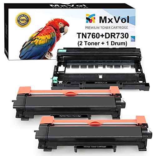 MxVol Compatible TN760 Toner DR730 Drum Replacement for Brother TN760 TN730 DR730 DR-730 Drum Toner Set use for MFC-L2710DW MFC-L2750DW HL-L2325DW HL-L2350DW HL-L2370DW HL-L2390DW HL-L2395DW Printer