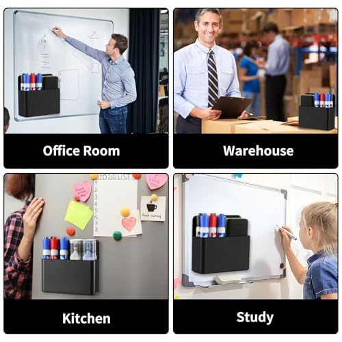 Camelmother 2-Pack Magnetic Dry Erase Marker Holders for Whiteboards & Fridge - Black
