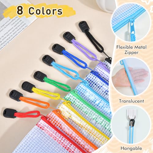 26pcs Mesh Zipper Pouch Bags - 8 Sizes Reusable Waterproof Storage Organizer