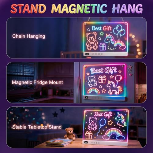 Signsxcel 17'' Rechargeable LED Drawing Board - White, Kids Art Gift