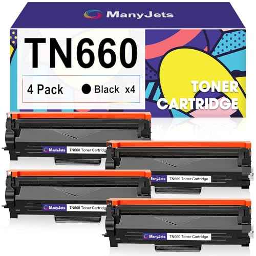 4-Pack TN660 Toner Cartridge High Yield Replacement for Brother TN660 TN-660 TN630 - Compatible for Brother HL-L2380DW HL-L2300D HL-L2320D HL-L2340DW MFC-L2740DW MFC-L2700DW Printers (Black)