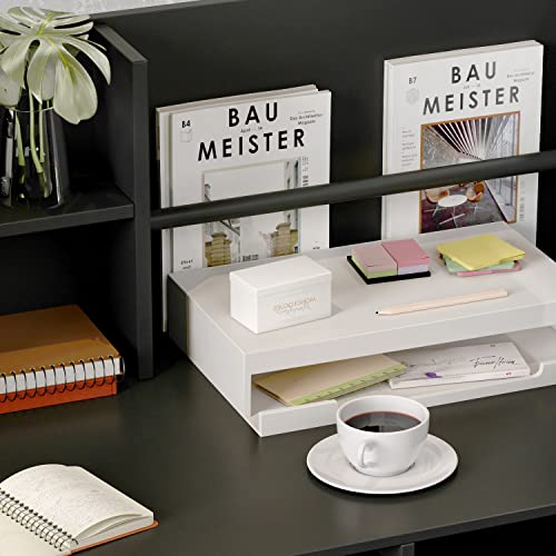 AIEGLE Reception Desk with Drawers & Storage Shelves, Black, 47.3" L x 18.3" W x 43.3" H