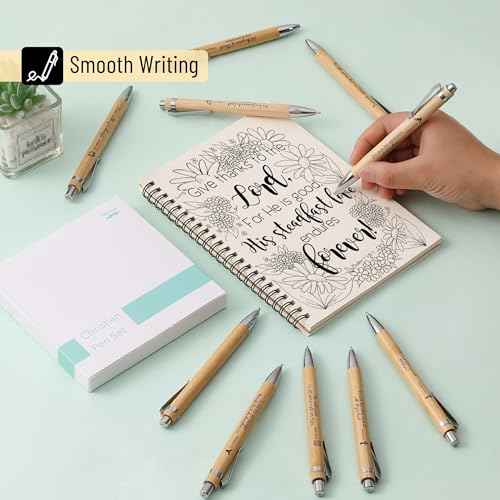 Mr. Pen- Bible Verse Retractable Bamboo Pen, 10 Pack, Black Ink, Christian Pens for Women Men, No Bleed Through, Ballpoint, Inspirational, Bulk