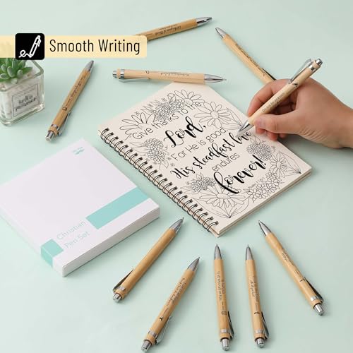 Mr. Pen- Bible Verse Retractable Bamboo Pen, 200 Pack, Black Ink, Christian Pens for Women Men, No Bleed Through, Ballpoint, Inspirational, Bulk